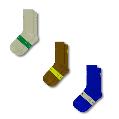 Flight Sock 3 Pack - Beige / Brown / Blue