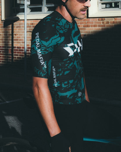Men's Pro Race Jersey - Glitch Flow Shadow Green