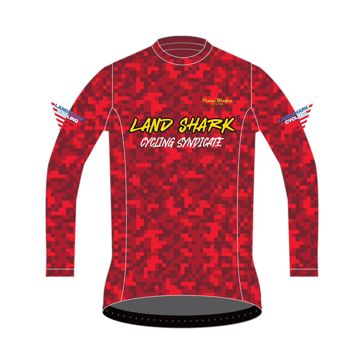 Custom Long Sleeve Core Jersey - Land Shark Pixel Red