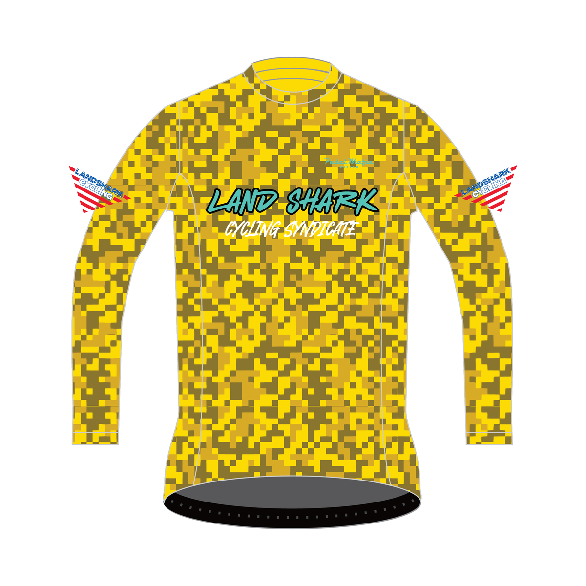 Custom Long Sleeve Core Jersey - Land Shark Pixel Yellow