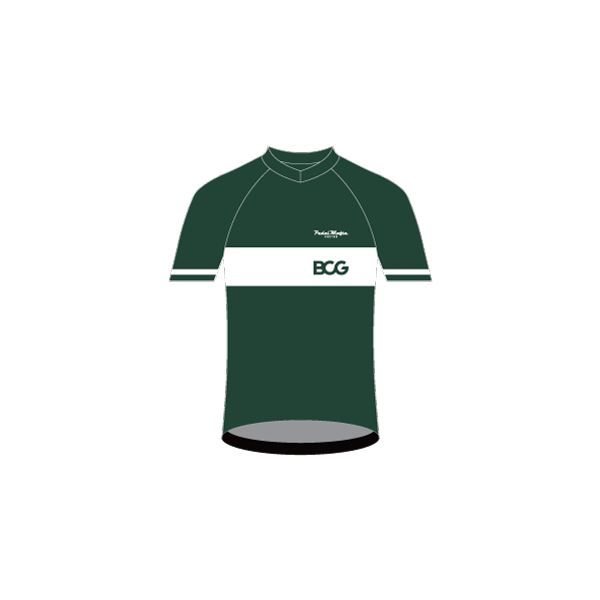 Custom Short Sleeve Tech T - Boston Consulting Group Green w White Stripe