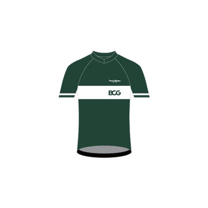 Custom Short Sleeve Tech T - Boston Consulting Group Green w White Stripe