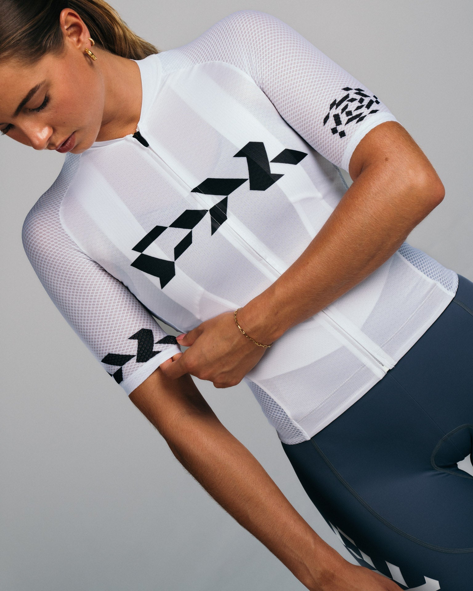 Womens Core Cycling Jersey - White Black | Pedal Mafia